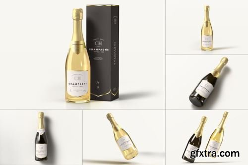 Champagne Bottle Mockup Collections 14xPSD