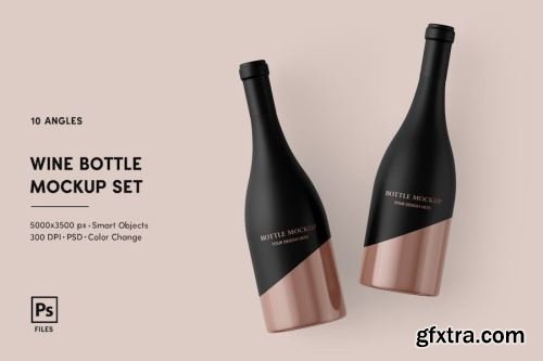 Champagne Bottle Mockup Collections 14xPSD