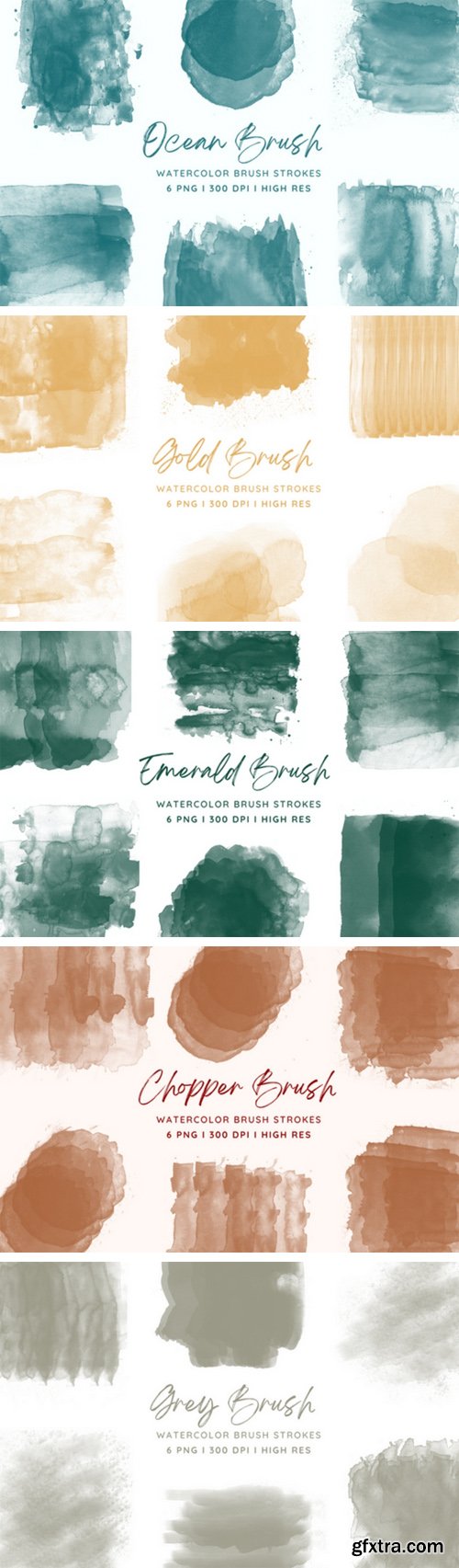 50+ Watercolor Brush Strokes Bundle