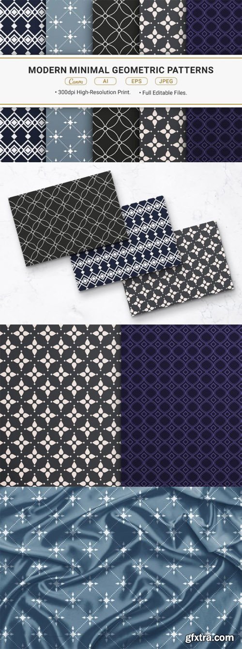 5 Modern Minimal Geometric Patterns - Vector Design Templates