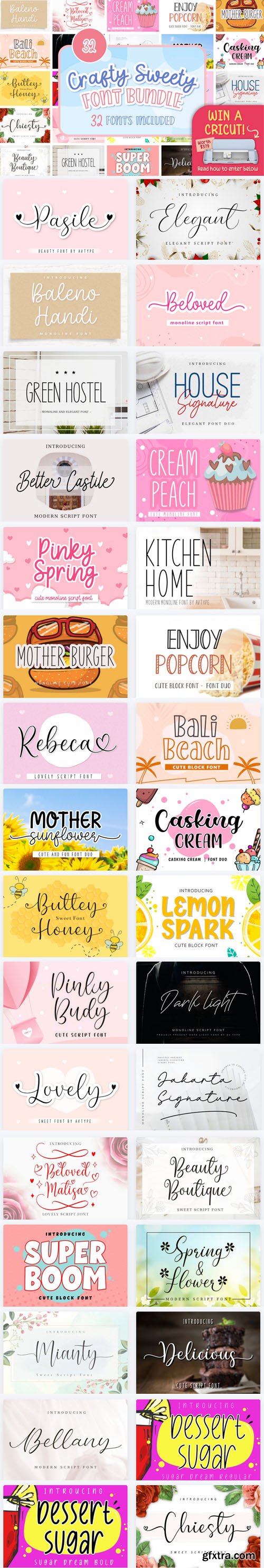 Crafty Sweety Font Bundle - 32 Premium Fonts