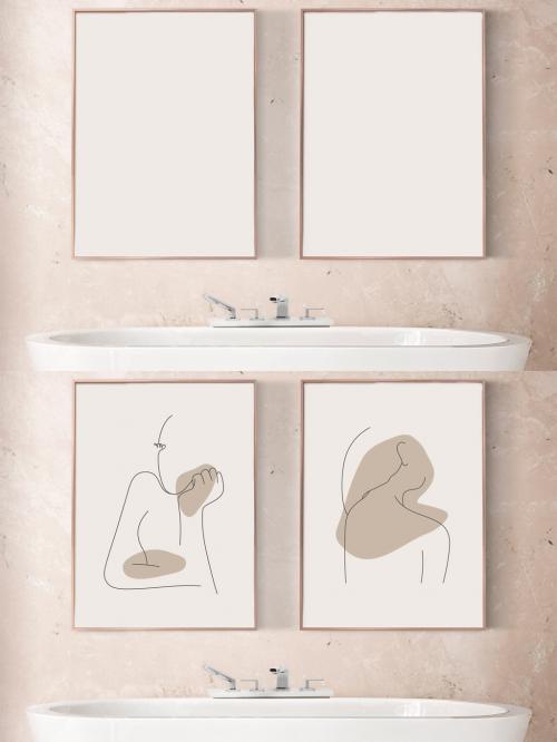 Picture Frame Mockup in a Bathroom - 456812686