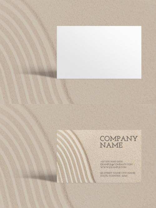 Minimal Business Card Mockup with Sand Texture - 456812712