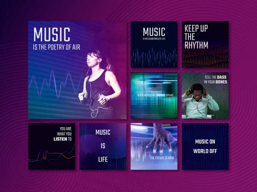 Music Wave Technology Layout Social Media Ad - 456812721