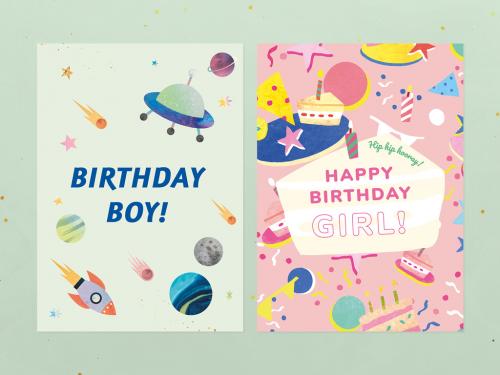 Kid's Birthday Greeting Card Template - 456812739