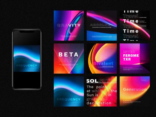 Retro Futurism Template Set for Social Media Post - 456812756