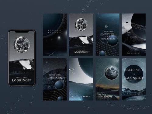 Aesthetic Galaxy Inspirational Template Set for Social Media Story - 456812793