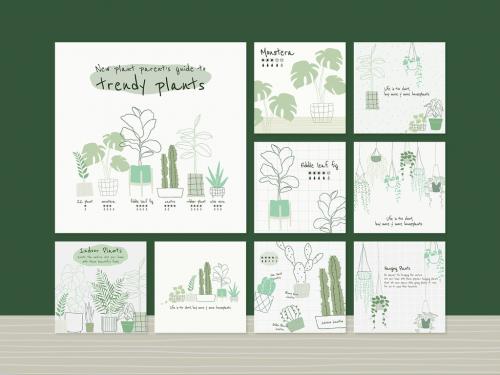 Houseplant Botanical Template Set for Social Media - 456812799