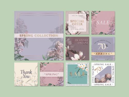 Spring Sale Template for Social Media Post Set - 456812809