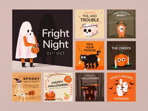 Social Media Templates with Cute Halloween Set - 456812810