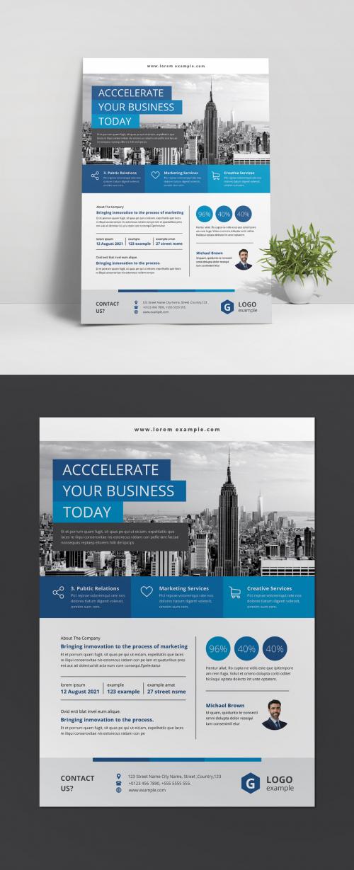 Business Flyer Layout with Blue Accents - 456956070