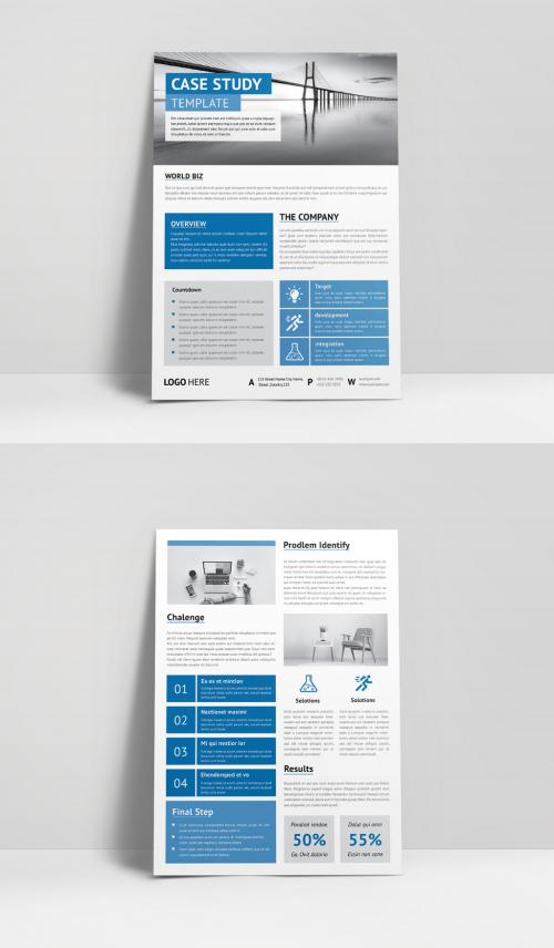 Business Case Study Layout with Blue Accents - 456956175