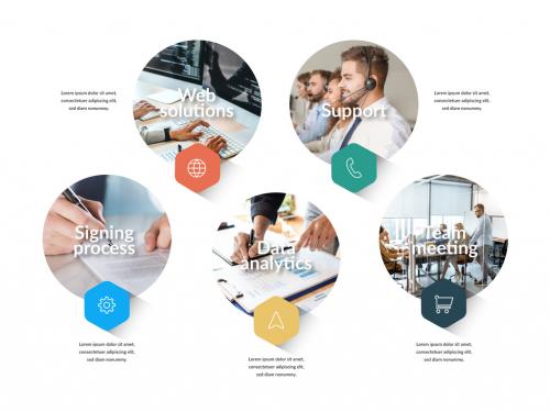 Clean Business Templates with Photo Placeholders and Icons - 456958551