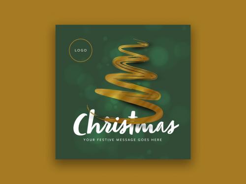 Christmas Social Media Post Layout with Gold Three Illustration - 456958645