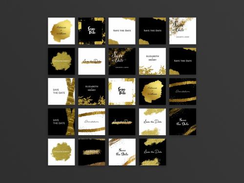 Wedding Invitation Layouts with Gold Textures for Social Media - 456958702