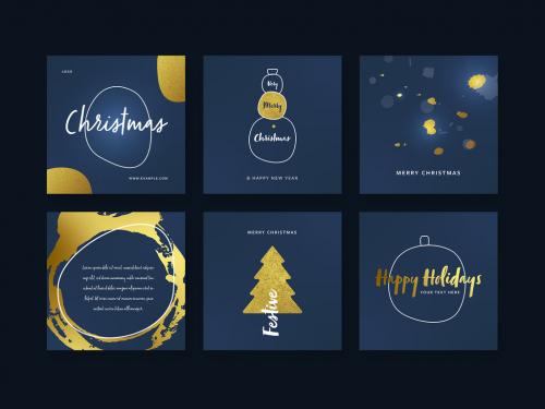 Blue and Gold Christmas Layouts for Social Media - 456958719