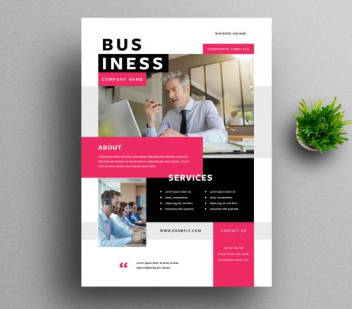 Modern Business Flyer with Magenta Accent - 456958830