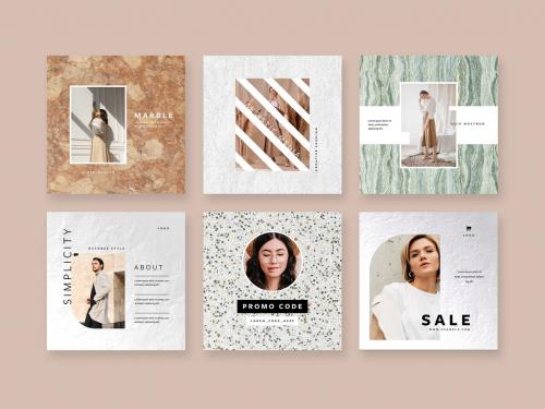 Marble Edition Layouts for Social Media - 456958849