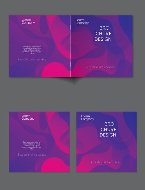 Brochure Cover Layout with Gradient Abstract Wavy Shapes and Lines - 457414506