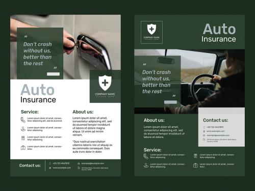 Dark Green Poster Layout for Auto Insurance - 457554712