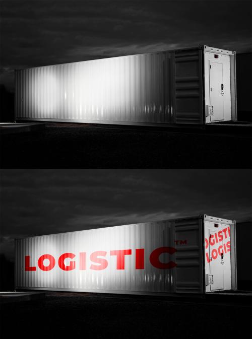 Container Mockup on Cargo Truck - 457573497