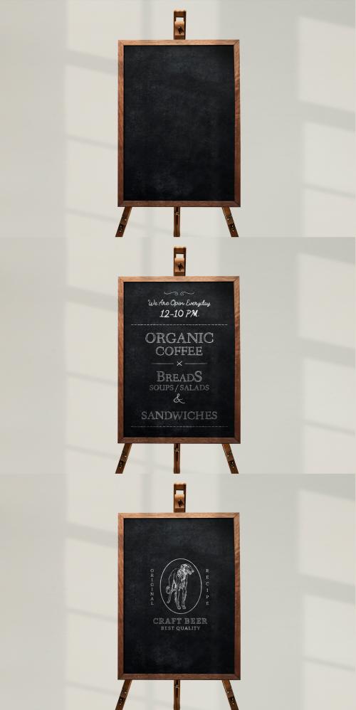 Signboard Mockup with Wooden Stand - 457573523