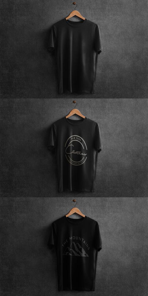 Editable Black Tee Mockup - 457577491