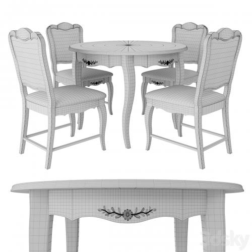 Table and chairs from the collection of Mobilier de Maison