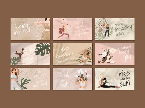 Yoga and Mind Quote Layout Set - 457577534