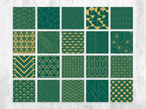 Elegant Art Deco Patterns with Gold Foil Texture - 458344004