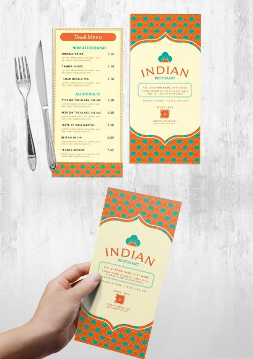 Indian Restaurant Dl Menu Flyer Card - 458344013