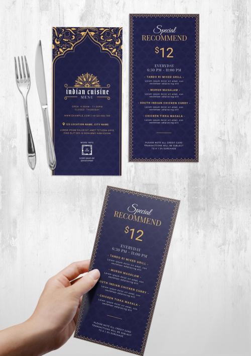 Indian Restaurant Menu Flyer Card - 458344032