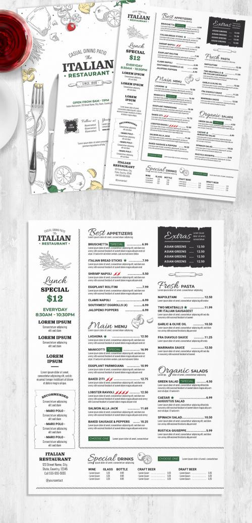 Food Menu Layout for Italian Restaurants - 458344058