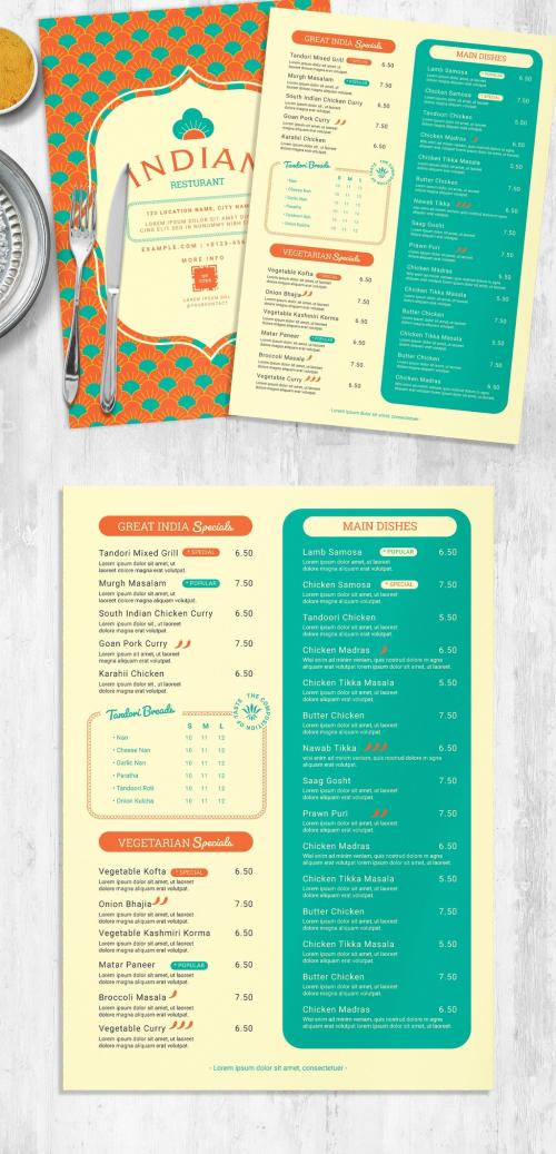 Menu Layout with Indian Patterns - 458344063