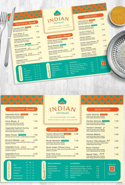 Landscape Food Menu Layout for Indian Restaurants - 458344073