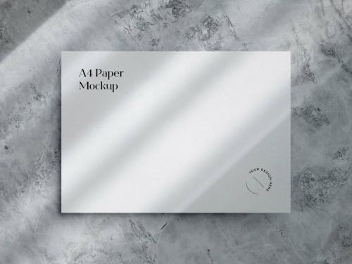 Marble Background Minimal A4 Paper Mockup - 458350536