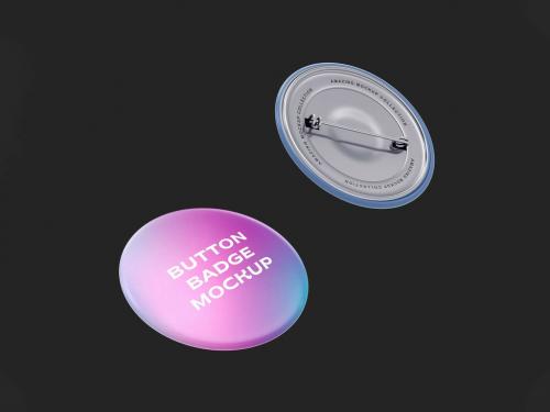 Circle Metal Pin Badge Mockup - 458350556