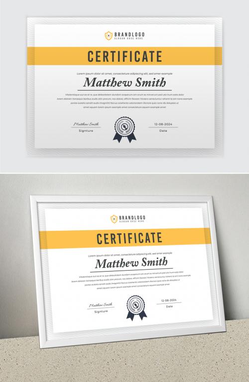 Certificate Layout with Yellow Accents - 458354915