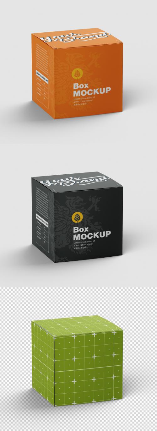 Square Cardboard Box Mockup - 458570697