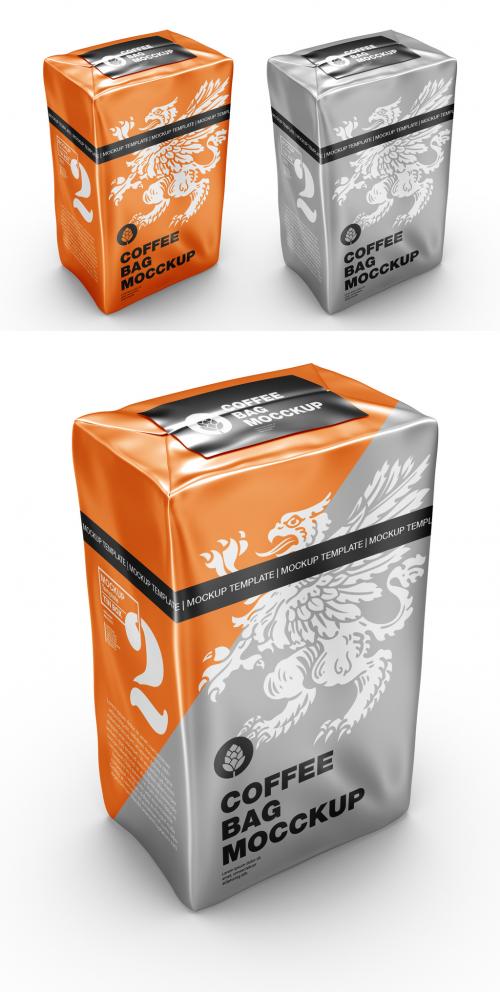 Metallic Paper Coffee Bag Mockup - 458570805
