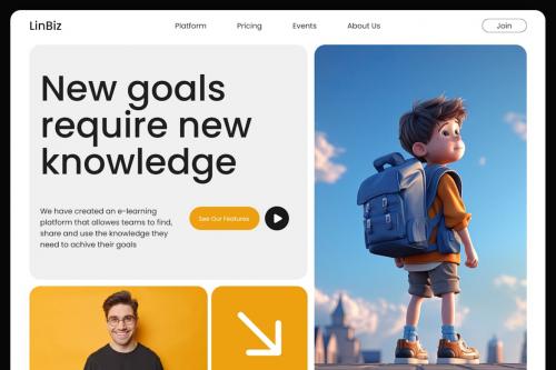 LinBiz - Education Website Hero UI