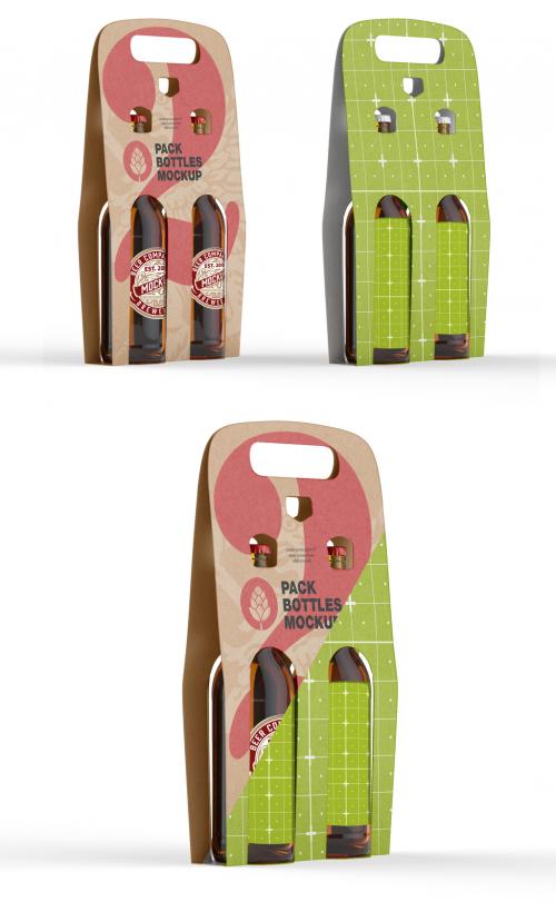 Kraft Paper Pack Beer Bottle Carrier Mockup - 458570895