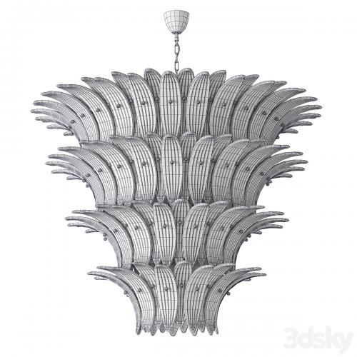 Large Palmette Chandelier Four Tiers Murano amber in the Style of Barovier