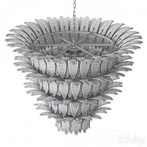 Large Palmette Chandelier Four Tiers Murano amber in the Style of Barovier