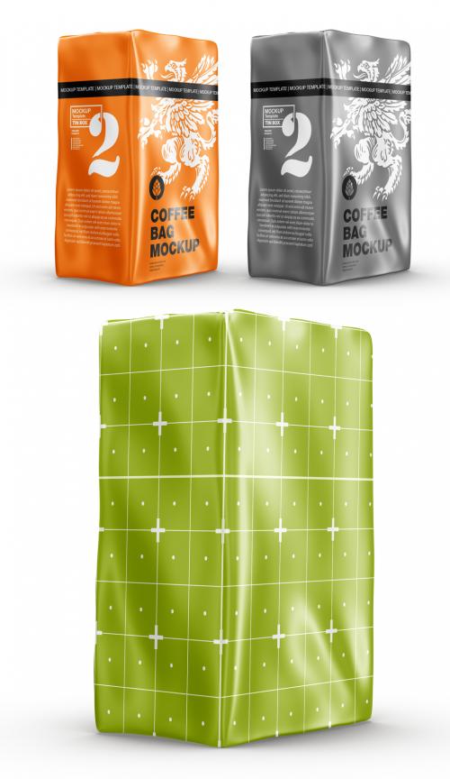 Metallic Paper Coffee Bag Mockup - 458571015