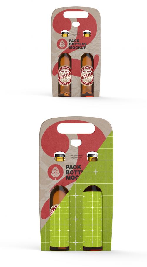Kraft Paper Pack Beer Bottle Carrier Mockup - 458571027