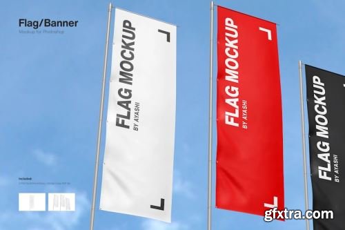 Flag Mockup Collections 12xPSD