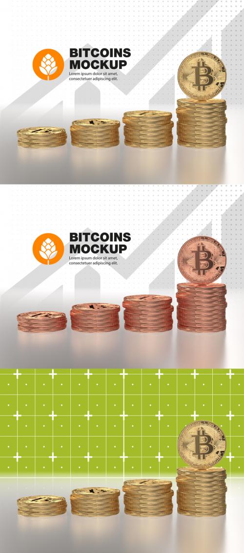 Golden Bitcoin Mockup - 458571286