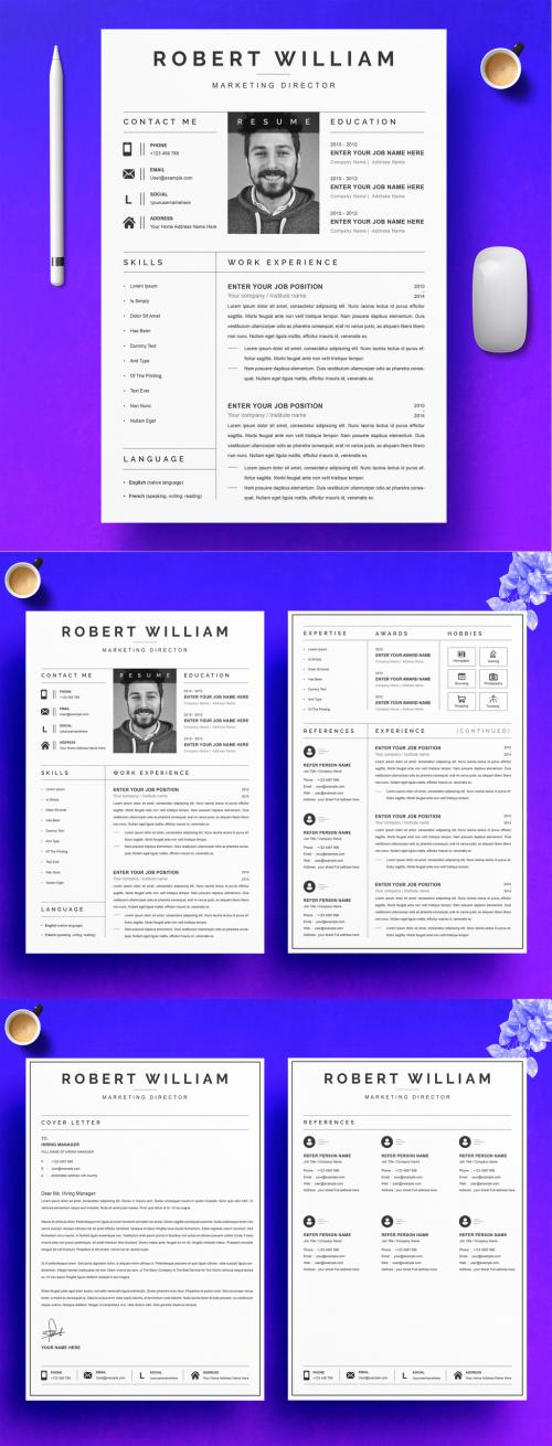 Creative Resume Layout with Photo - 458575722