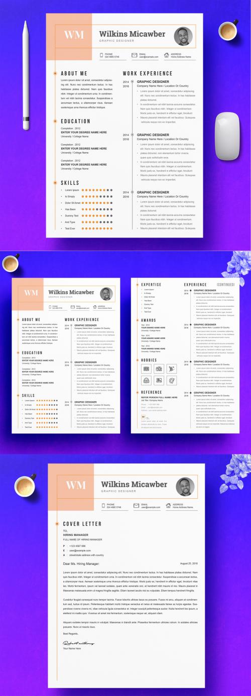 Creative Resume Layout with Photo - 458575733